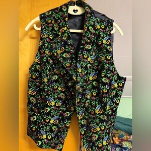 J. Peterman Black Floral Vest